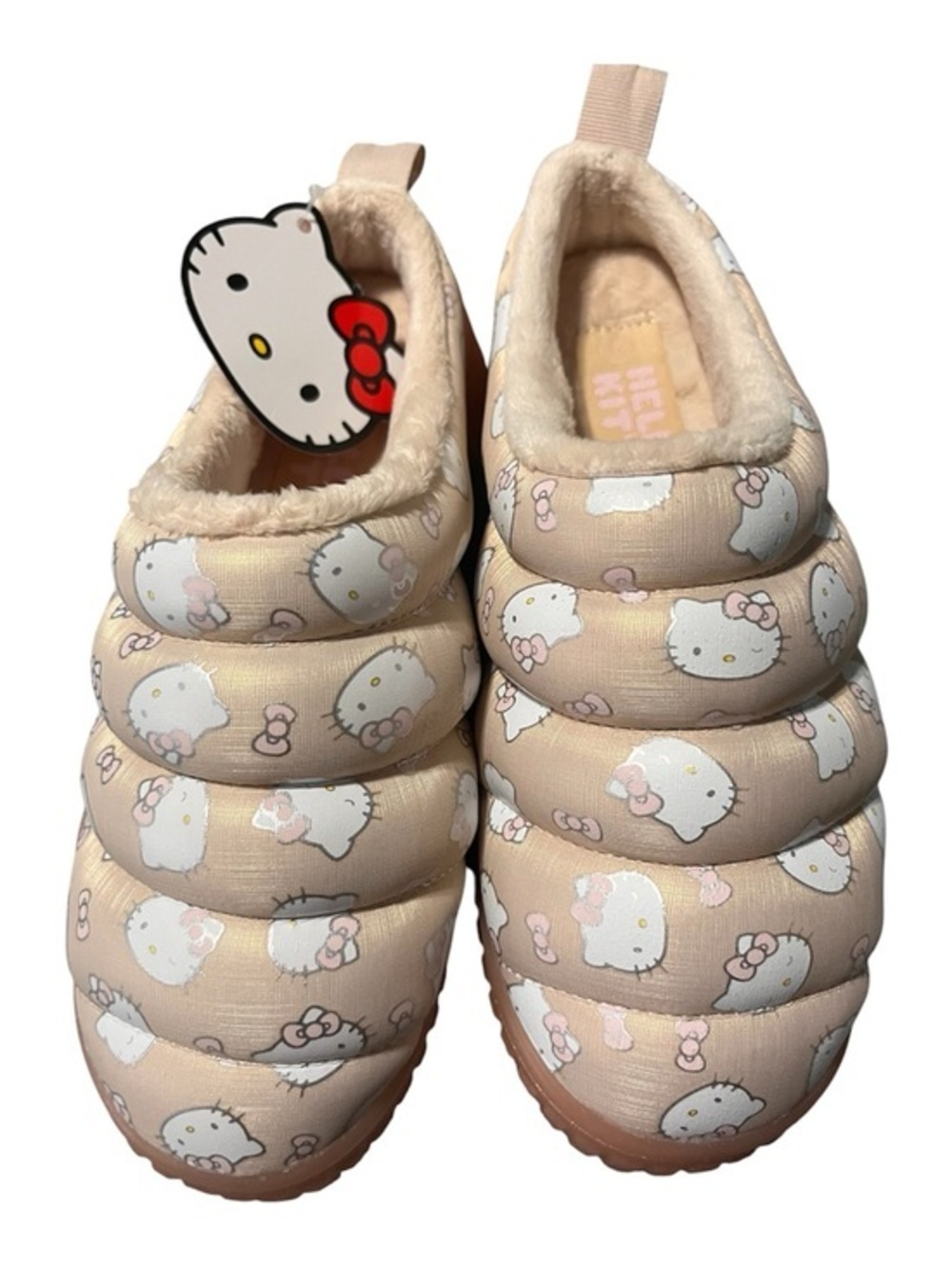 Hello Kitty Beige Quilted Slip-On Puffer Slippers